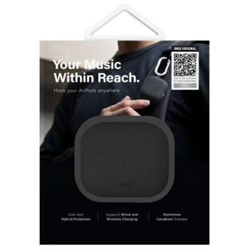 UNIQ etui Nexo AirPods 4 + Ear Hooks     Silicone czarny/black