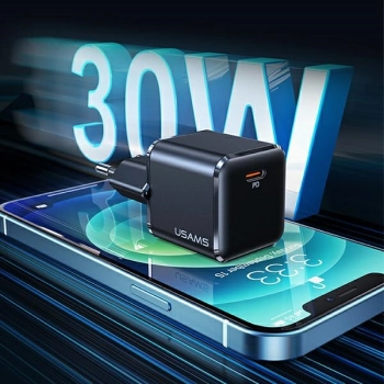 USAMS Ład. siec. 1xUSB-C T45 mini 30W(only head) PD3.0 Fast Charging czarny/black CC148TC01 (US-CC148)