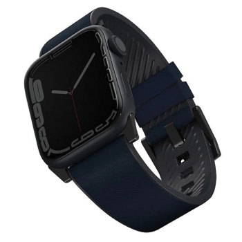 UNIQ pasek Straden Apple Watch Series    1/2/3/4/5/6/7/8/9/10/SE/SE2/Ultra/Ultra 2 42/44/45/49mm. Leather Hybrid Strap niebieski/blue