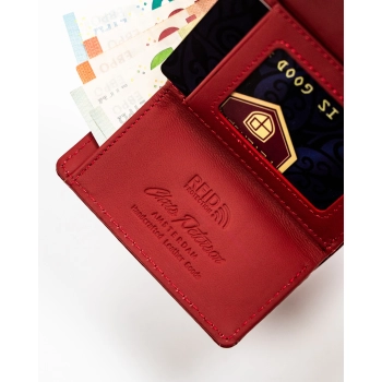 Damski portfel Peterson mały ze skóry naturalnej RFID bigiel zatrzask