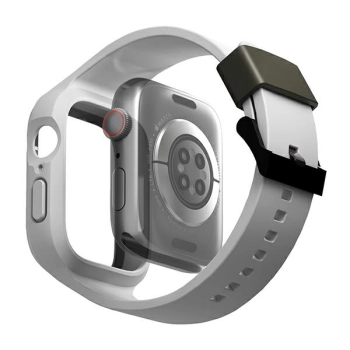UNIQ pasek Monos 2in1 Apple Watch Strap+ Case Series 4/5/6/7/8/9/SE/SE2 44/45mm. szary/chalk grey
