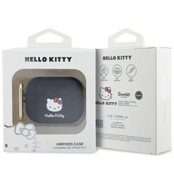 Hello Kitty HKAP23DKHSK Airpods Pro 2(2022/2023) cover czarny/black Silicone 3D Kitty Head