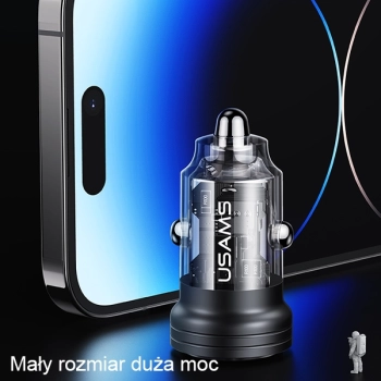 USAMS Ład. sam. C35 USB+USB-C 45WFast Charge fioletowy/purple CC175CC02 (US-CC175)