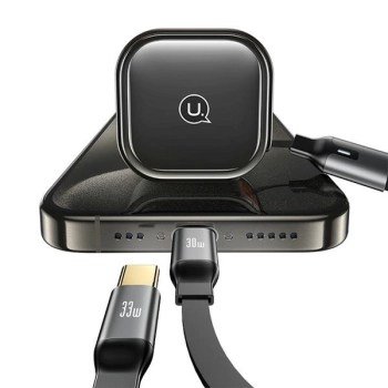 USAMS Ład. sam. ze zwijanym kablem2xUSB-C C41 PD 30W Fast Charge czarny/black CC220CC01 (US-CC220)