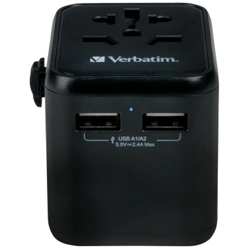 Verbatim Adapter podróżny EU/UK/US2xUSB-A UTA-01 czarny/black 49543