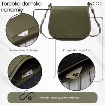 Torebka damska skórzana Paolo Peruzzi listonoszka oliwkowa