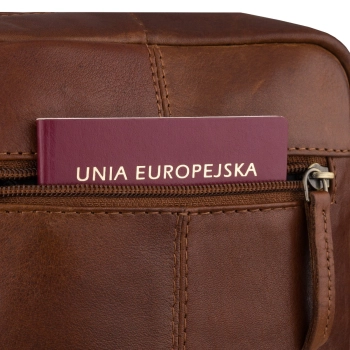 Torba męska saszetka skórzana na ramię listonoszka skóra brązowa PETERSON