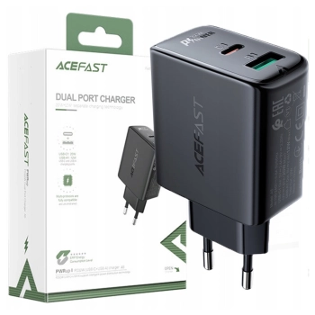 Acefast ładowarka sieciowa USB Typ C / USB 32W, PPS, PD, QC 3.0, AFC, FCP czarny (A5 black)