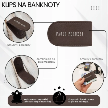 Klips na banknoty skórzany magnetyczny Paolo Peruzzi
