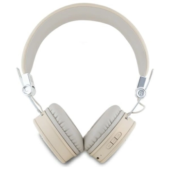 Guess słuchawki nauszne Bluetooth ENC    GUBH70PGTSPSE beżowy/beige Grained Classic Round Shape