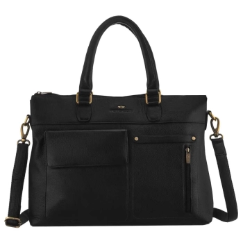 Torba męska skórzana na laptopa czarna PETERSON elegancka torba biznesowa A4 na ramię
