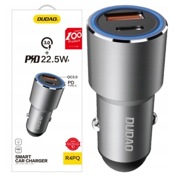 Dudao ładowarka samochodowa USB / USB Typ C Power Delivery Quick Charge 22,5 W szary (R4PQ)