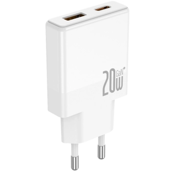 JELLICO ładowarka sieciowa EU57 PD 20W 1xUSB-C + 1xUSB QC3.0 + kabel USB-C - USB-C Biały