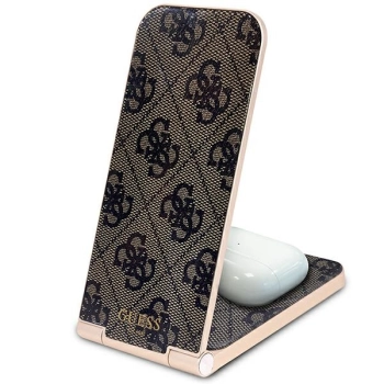 Guess składana ład. indukcyjna2w1 GUDCFAL4PEGW 15W brązowy/brown 4G Pattern MagSafe