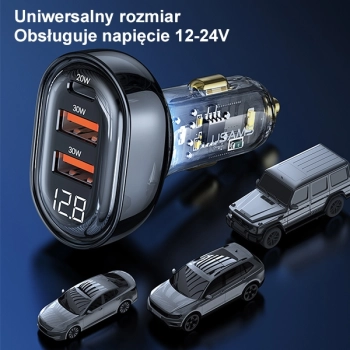 USAMS Ład. sam. 2xUSB+1xUSB-C 80WFast Charge niebieski/blue CC159CC02 (US-CC159)