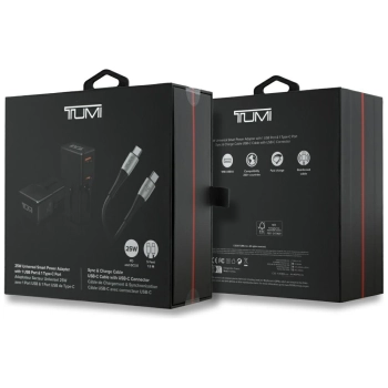 Ładowarka sieciowa TUMI Travel Adapter   25W USB-C / USB-A + Kabel USB-C/USB-C czarny