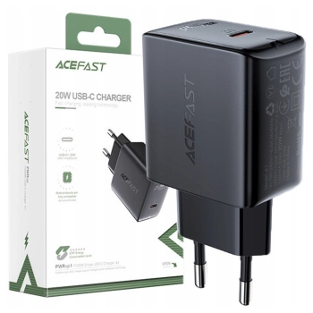 Acefast szybka ładowarka sieciowa USB Typ C 20W Power Delivery czarny (A1 EU black)