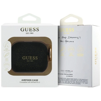 Etui Guess Silicone Glitter Ring do      AirPods Pro 3 czarny