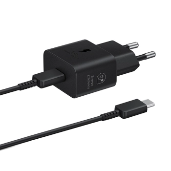 Ład. siec. Samsung EP-T2510XB 25W Fast Charge + kabel USB-C/USB-C czarny/black