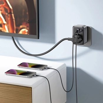 Ładowarka sieciowa 30W (2xUSB/USB C/AC) / adapter EU - EU 13A Ugreen CD314 - czarna