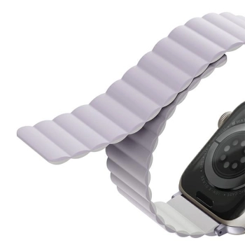 UNIQ pasek Revix Apple Watch Series1/2/3/4/5/6/7/8/9/SE/SE2/Ultra/Ultra 2 42/44/45/49mm. Reversible Magnetic lilak-biały/lilac-white