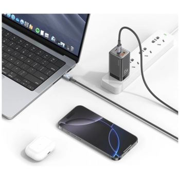 Kabel USAMS Huan Series SJ752 60W USB-C  do USB-C 1,2 m tytanowy
