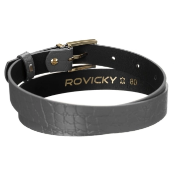 Ciekawy skórzany pasek damski ze złotą klamrą, zwierzęcy motyw - Rovicky