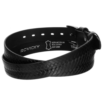 Skórzany pasek męski do garnituru klamra pleciony - Rovicky