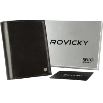 Pionowy, skórzany portfel męski bez zapięcia -  Rovicky