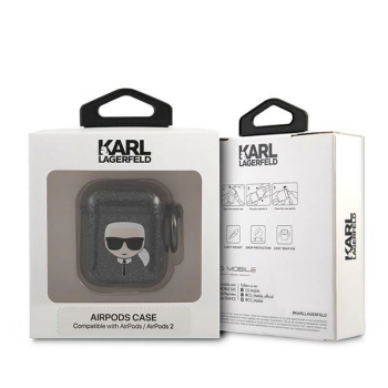 Karl Lagerfeld KLA2UKHGK AirPods 1/2cover czarny/black Glitter Karl`s Head
