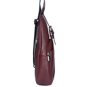 Plecak miejski crossbody damski skórzany ciemnoczerwony