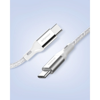 INNOSTYLE POWERFLEX KABEL USB-C SZYBKIE ŁADOWANIE DO IPHONE SAMSUNG 3A 60W KEVLAR 2M SREBRNY