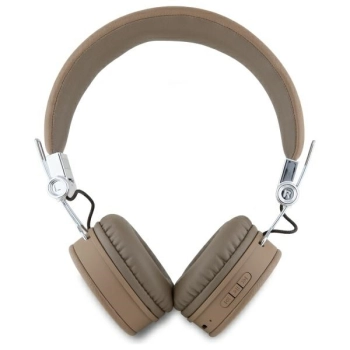 Guess słuchawki nauszne Bluetooth ENC    GUBH70PGTSPSW brązowy/brown Grained Classic Round Shape