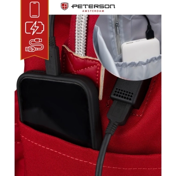 Plecak damski miejski na laptopa z portem USB sportowy szkolny Peterson