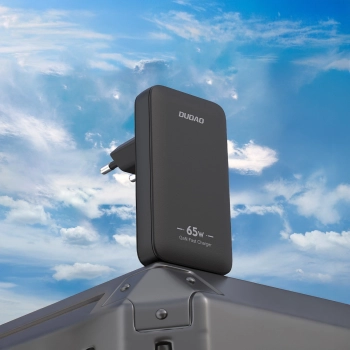 Ładowarka sieciowa podróżna GaN Dudao A65Q 65W USB-A / USB-C PD ultracienka EU / US - czarna