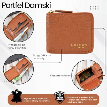 Portfel damski skórzany z RFID Paolo Peruzzi elegancki