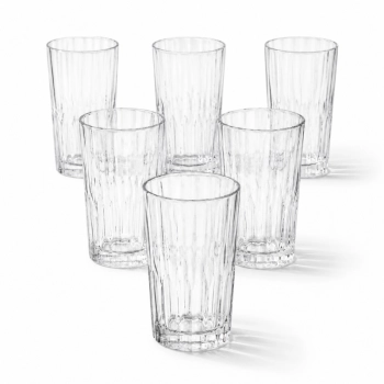 Zestaw 6 szt szklanek ryflowanych do latte, drinków, wysoka, 320ml SZK223ZESTAW6