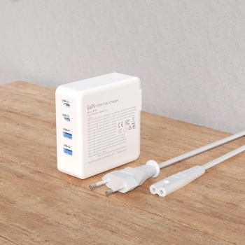 Szybka ładowarka sieciowa GaN 100W 2 x USB-C / 2 x USB Dudao A100EU - biała