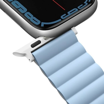UNIQ pasek Revix Apple Watch Series1/2/3/4/5/6/7/8/9/SE/SE2/Ultra/Ultra 2 42/44/45/49mm. Reversible Magnetic biały-niebieski/white-blue