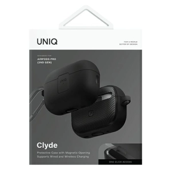 UNIQ etui Clyde Lock Case AirPods Pro 2(2022/2023) czarno-ciemnoszary/charcoal-dark grey