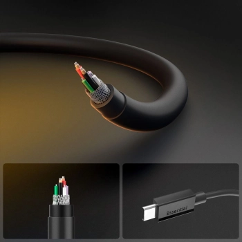Kabel Spigen EB6020CC 60W + kabel USB-C / USB-C 200 cm - czarny