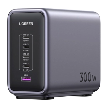 Ładowarka sieciowa UGREEN CD333 Nexode, USB + 4x USB-C, GaN, 300W + kabel USB-C 240W (czarny)