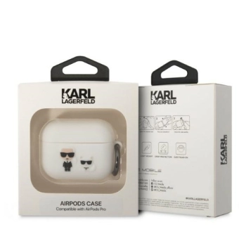 Karl Lagerfeld KLACAPSILKCW AirPods Procover biały/white Silicone Karl & Choupette