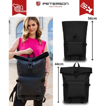 Duży plecak PETERSON na laptopa podróżny wodoodporny miejski roll top