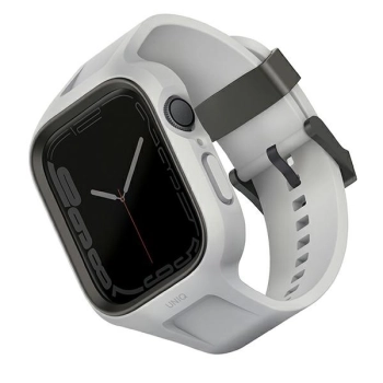 UNIQ pasek Monos 2in1 Apple Watch Strap+ Case Series 4/5/6/7/8/9/SE/SE2 44/45mm. szary/chalk grey