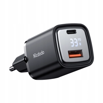 MCDODO SZYBKA ŁADOWARKA SIECIOWA DO TELEFONU 2X USB USB-C GAN 33W MIERNIK