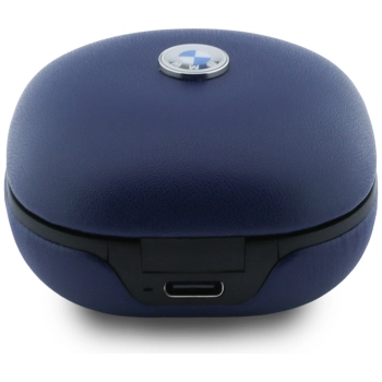 Słuchawki Bluetooth TWS BMW Leather      Metal Logo ENC granatowy