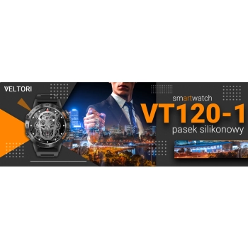 Smartwatch VELTORI VT120-1 Czarny Pasek Silikonowy