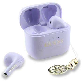 Słuchawki TWS Guess Glossy Effect        Printed Classic Logo & Charm lawendowy
