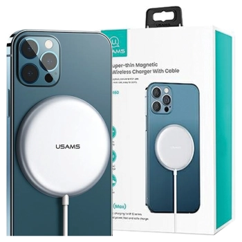 USAMS Ład. indukcyjna US-CD160 magneticW2 15W aluminiowa iPhone 12 series srebrny/silver CD160DZ01